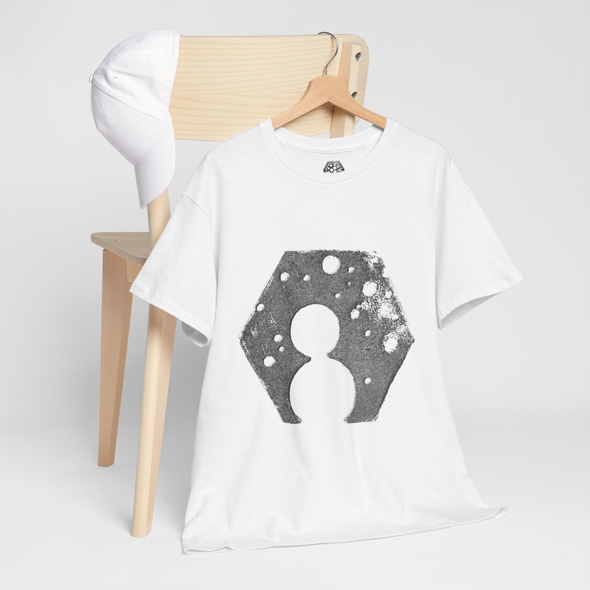 Hexagon Circles Graphic Tee — Digital Manual Print Art