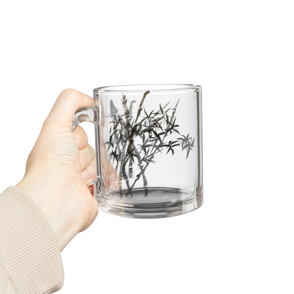 10oz Glass Mug with Bamboo Silhouette — Japanese Zen Tea Cup