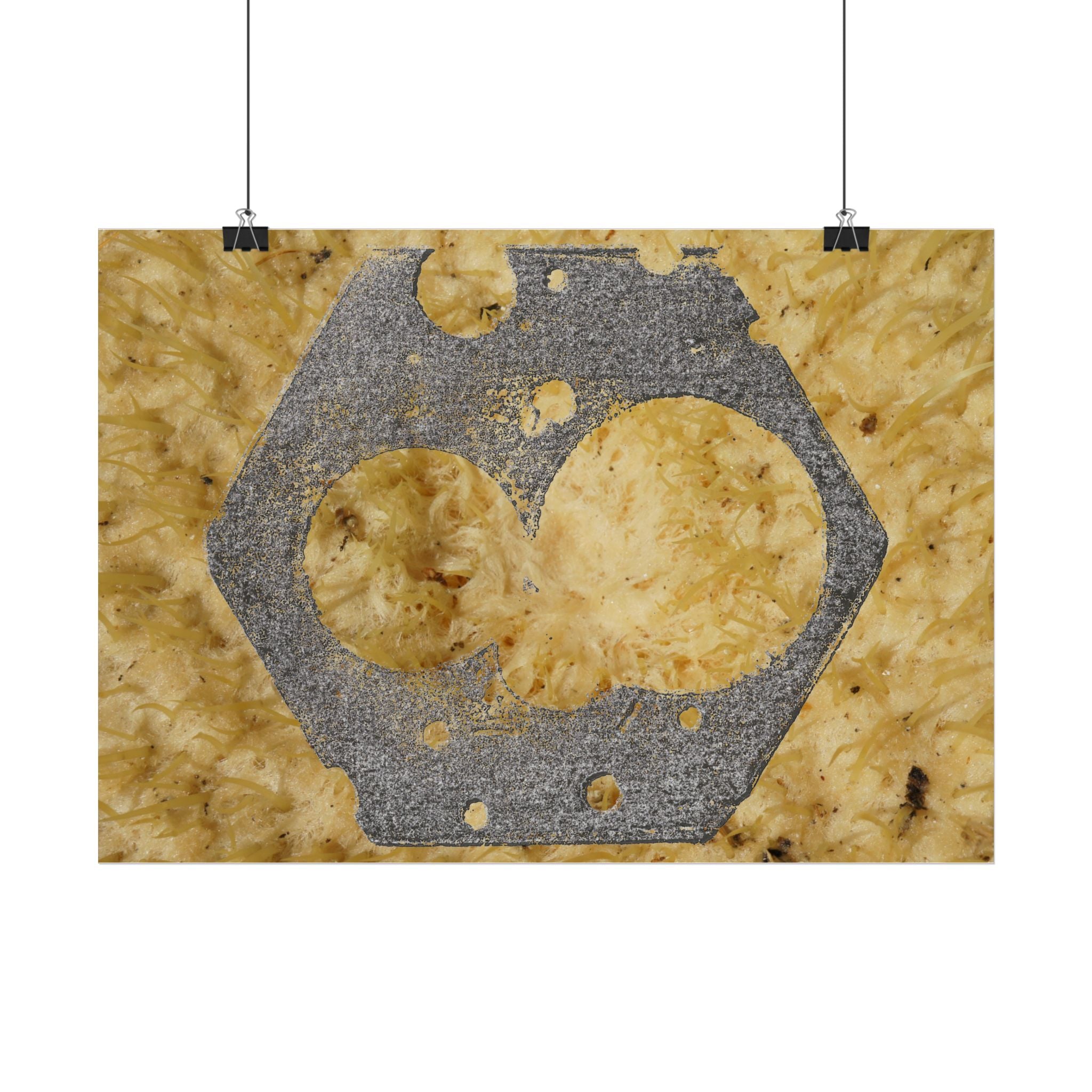 Zeskantmoer Macro Poster | Horizontale poster met industriële textuur 