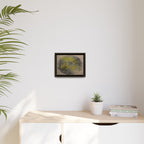 Framed Matte Canvas Art, no 23 — Twin Tree Wood-Carving Reproduction (Black, Graphite Shimmer & Vintage Gold)