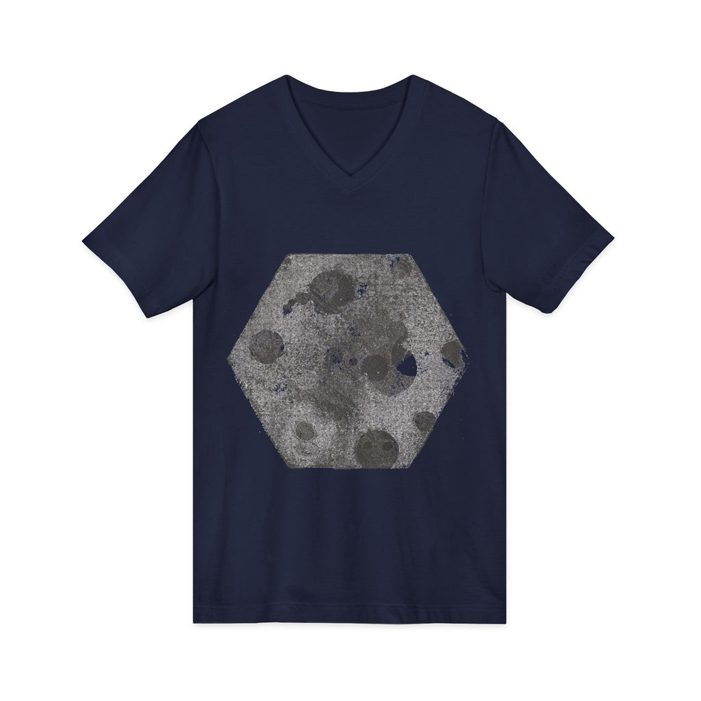 Hex Moon Graphic Tee Design Hex14 — Distressed Space Cheese Vintage Astronomy V-Neck T-Shirt