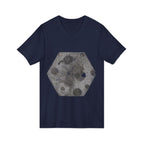 Hex Moon Graphic Tee Design Hex14 — Distressed Space Cheese Vintage Astronomy V-Neck T-Shirt