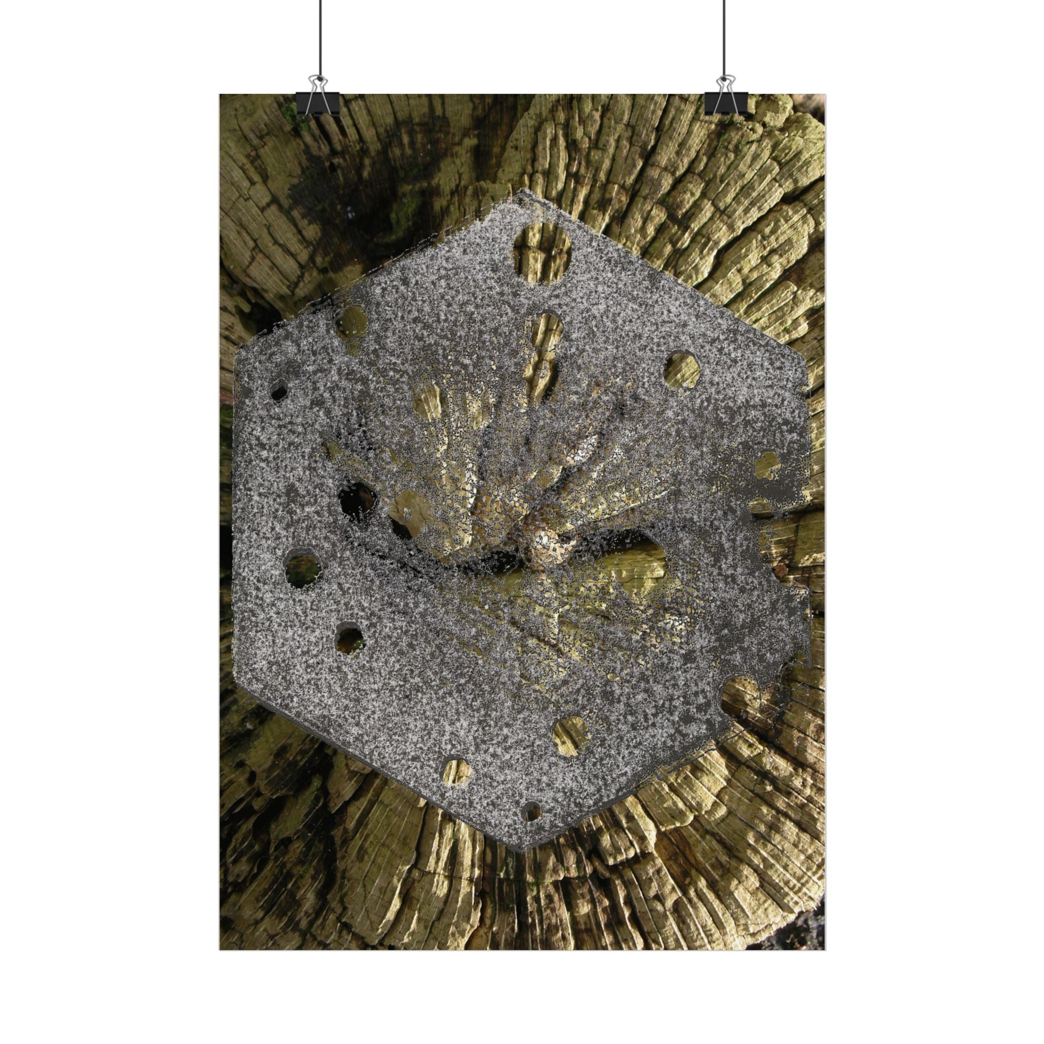 Gold Leaf Abstract Art Poster | Metallic Hexagon Wall Art