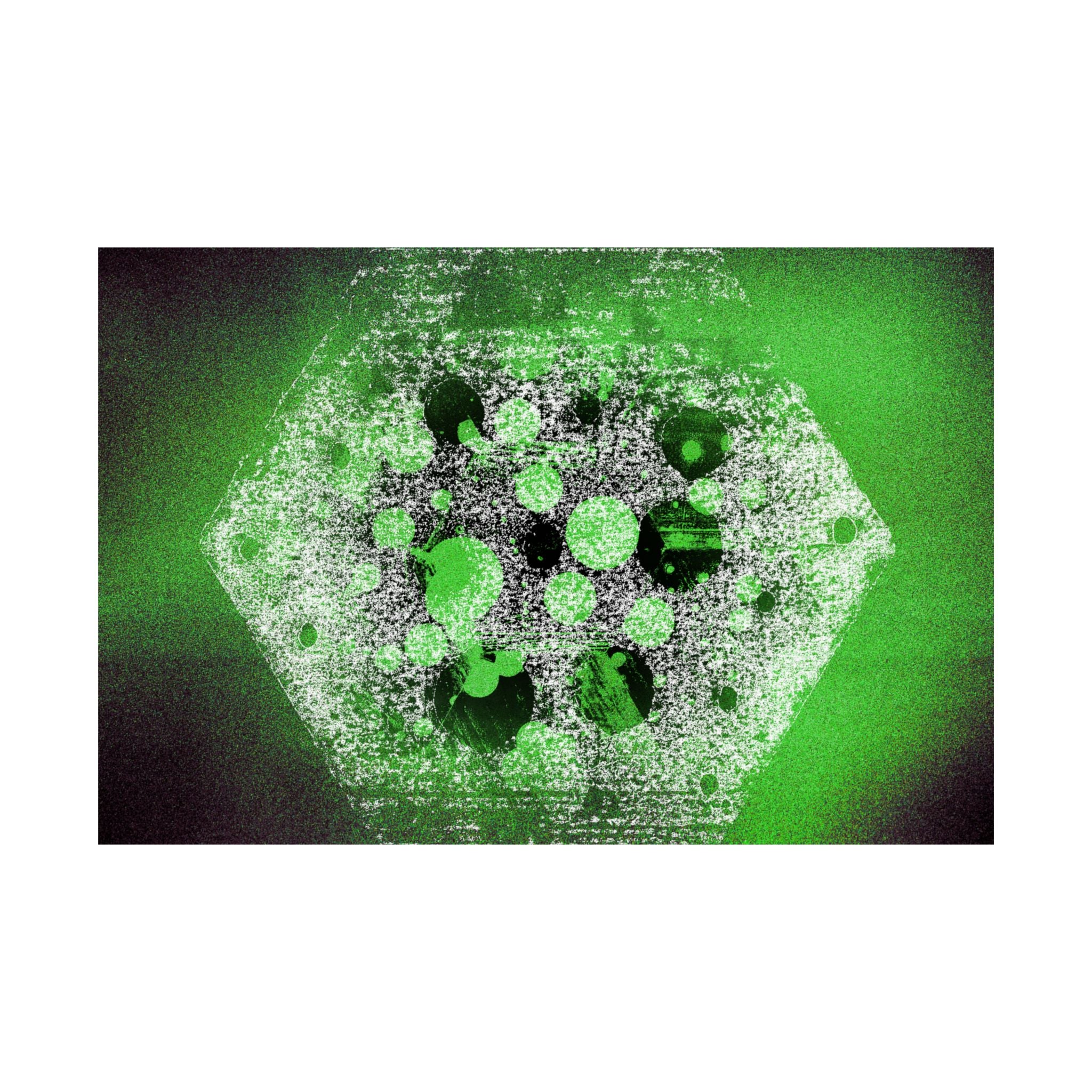 Abstract Green Hexagon Matte Poster — Modern Sci‑Fi Wall Art