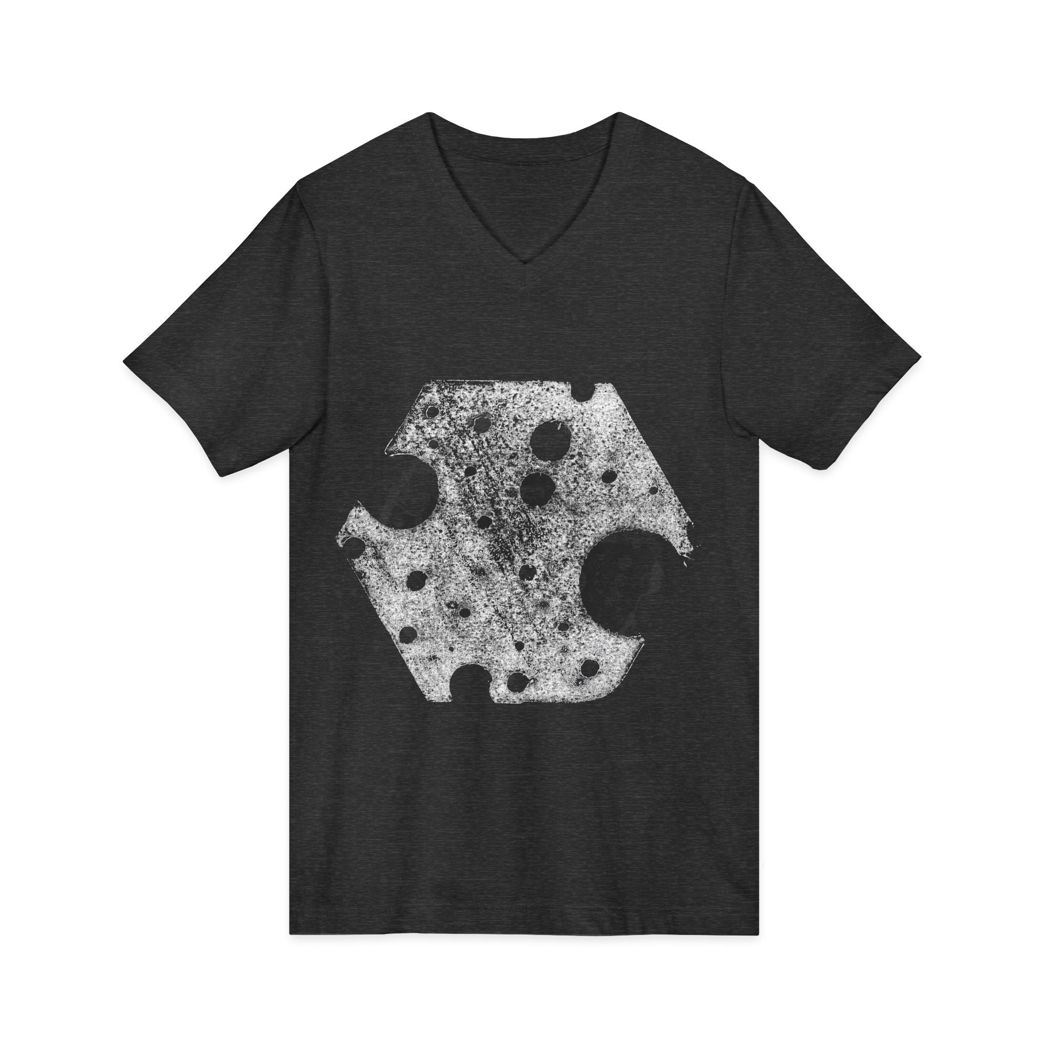 Hex Moon Graphic Tee Design Hex31 — Distressed Space Cheese Vintage Astronomy V-Neck T-Shirt