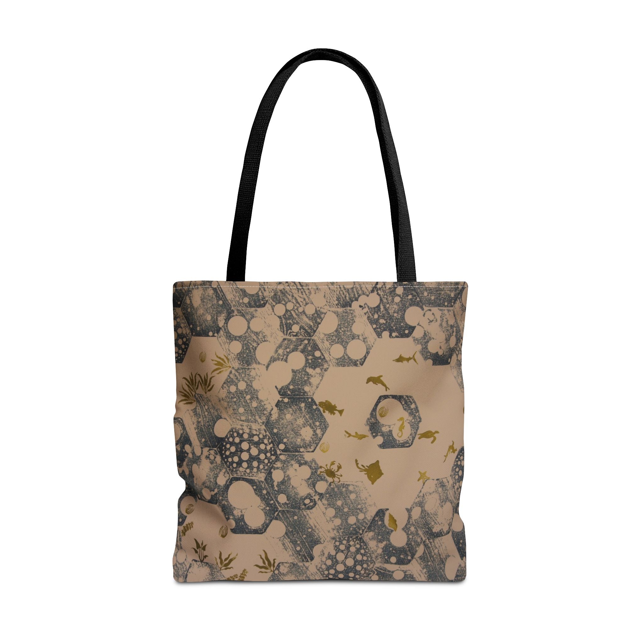 Abstract Marble Pattern Tote Bag — Neutral Honeycomb Bubble Design