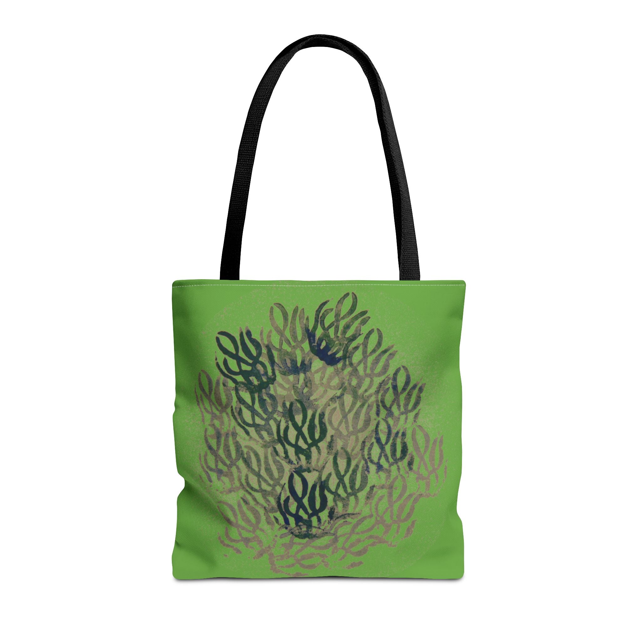 Green Abstract Coral Tote Bag – Ocean-Inspired All-Over Print Tote