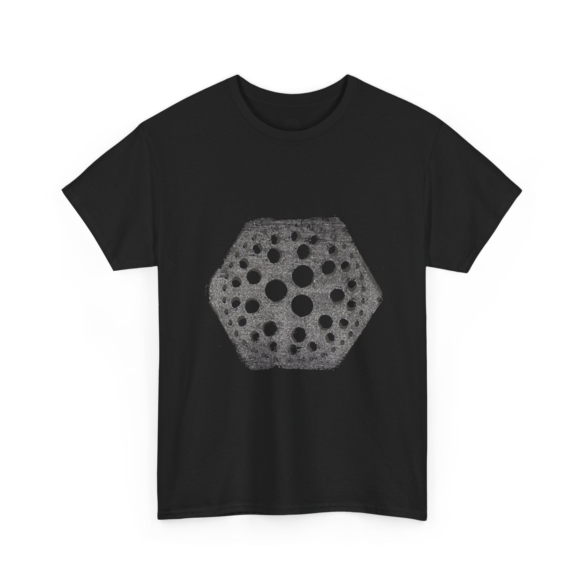 Hexagon Circles Graphic Tee — Digital Manual Print Art