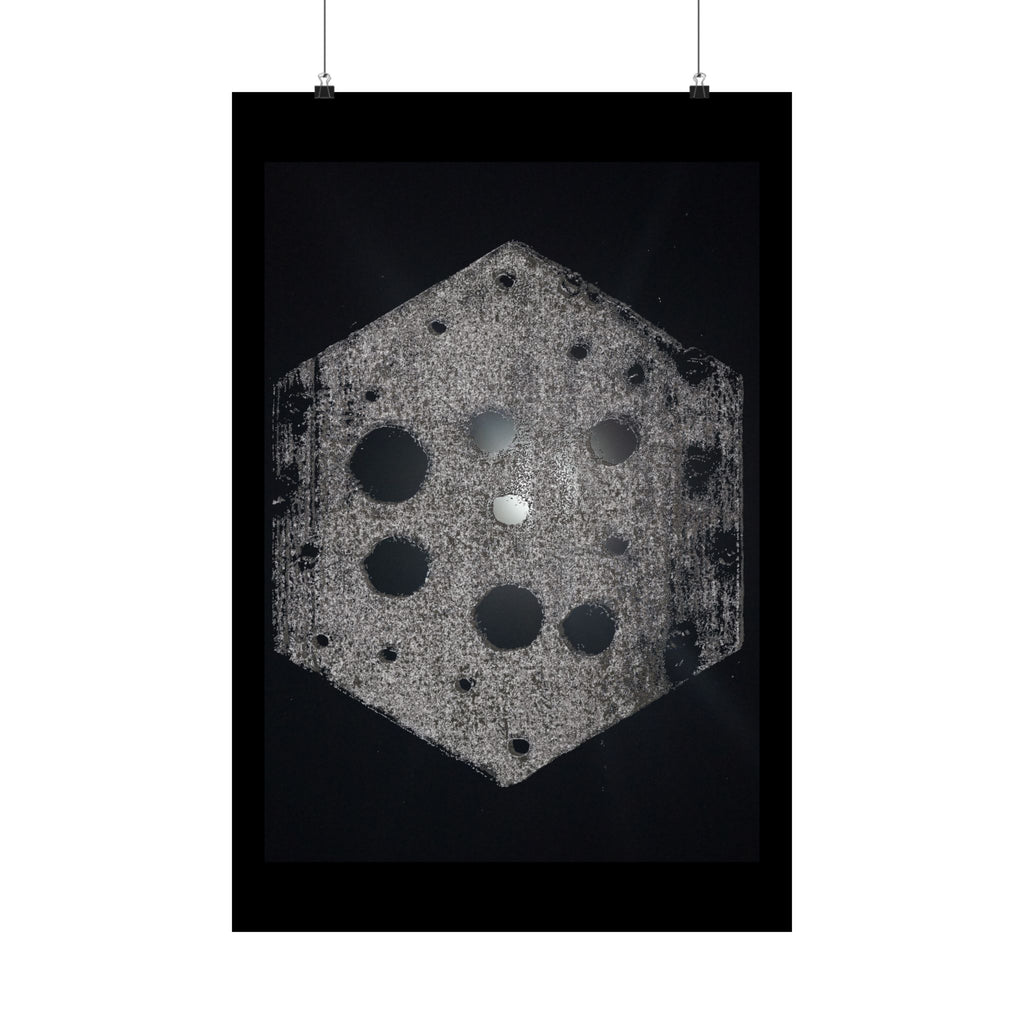 Matte Poster — Abstract Hexagon Moon Art (Minimalist Monochrome Wall Print)