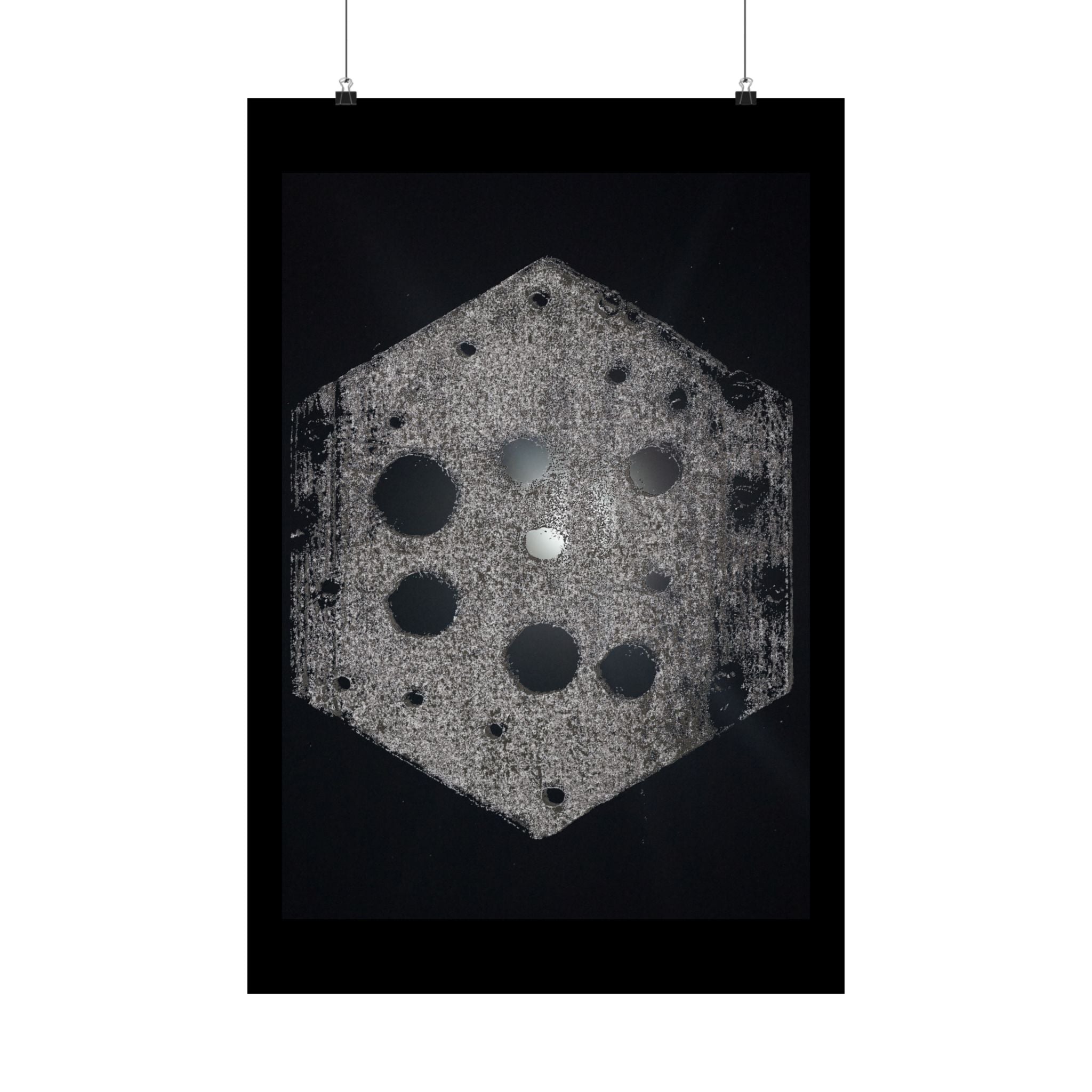 Matte Poster — Abstract Hexagon Moon Art (Minimalist Monochrome Wall Print)