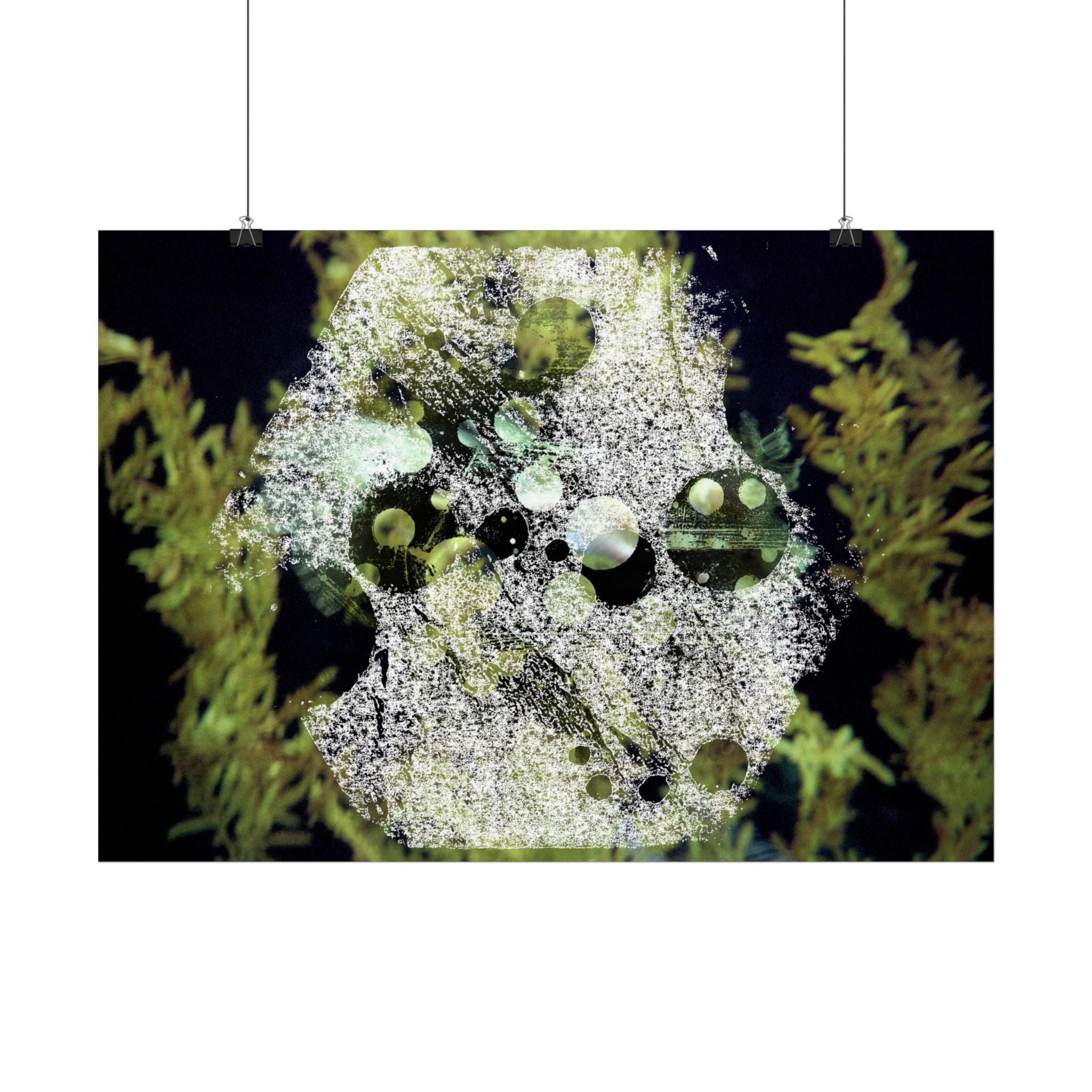 Abstracte poster met groene algen — Botanische oceaan muurdecoratie (horizontaal) 