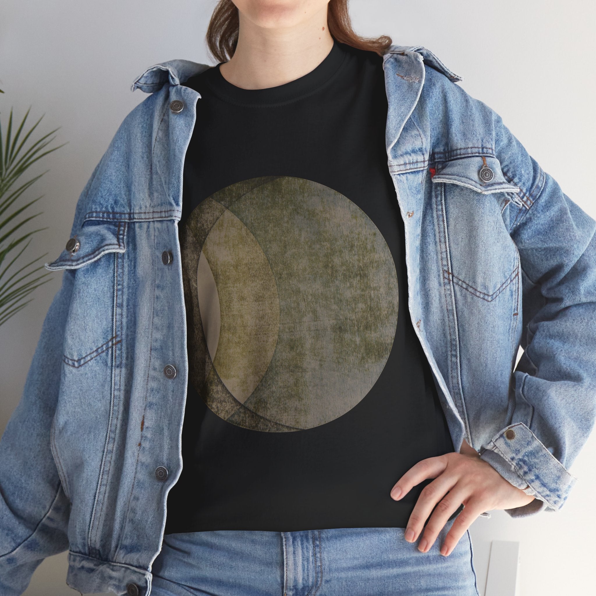 Moon Phase Graphic Tee — Vintage Crescent Circle Design