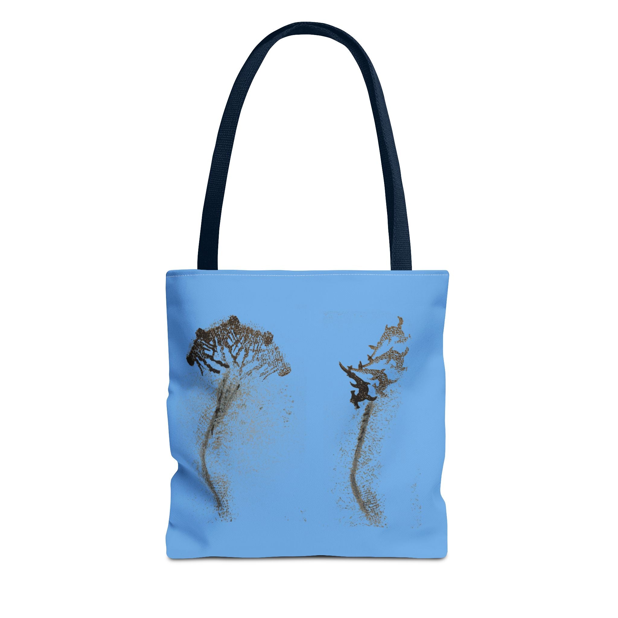 Blue Sea Life Tote Bag — Sand Art Seahorse & Coral All-Over Print