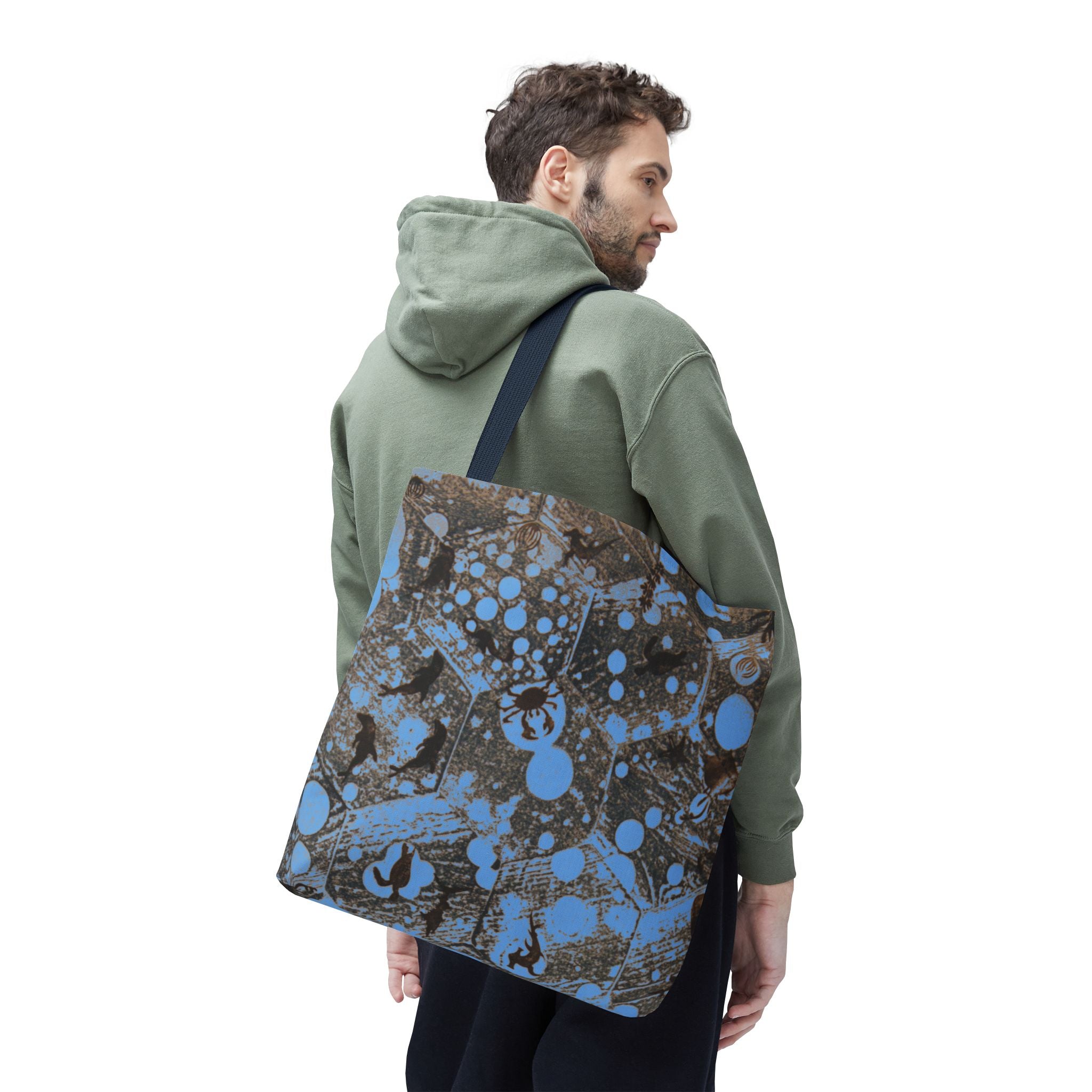Abstract Blue Splatter Tote Bag - Artistic All-Over Print