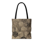 Vintage Hexagon Pattern Tote Bag – Sepia Geometric All-Over Print