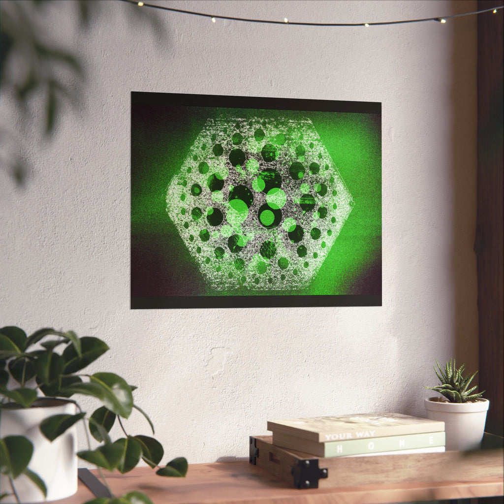 Abstract Hexagon Green Poster – Matte Horizontal Wall Art
