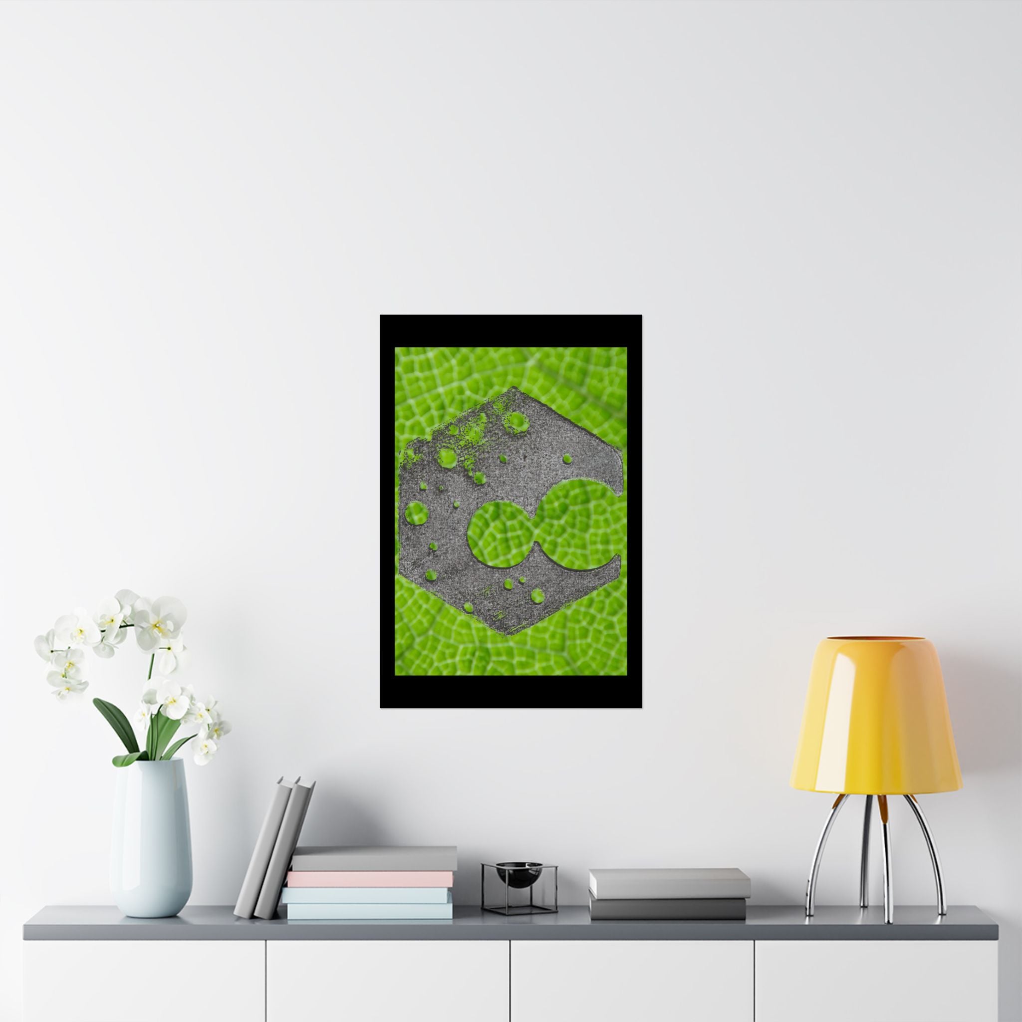 Hexagon Leaf Texture Matte Poster | Green Botanical Wall Art