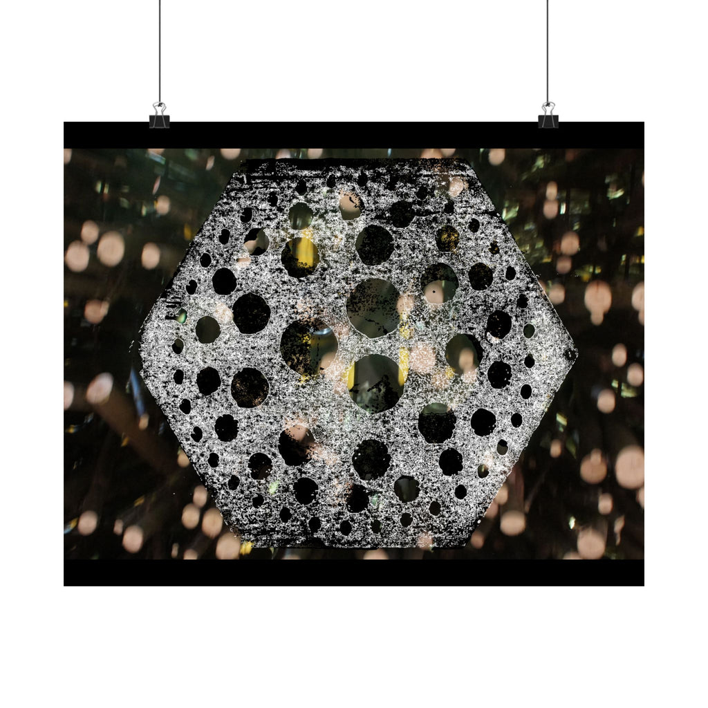 Hexagonal Crystal Bokeh Matte Poster — Abstract Celestial Wall Art
