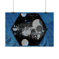 Abstract Blue Hexagon Poster — Horizontal Wall Art