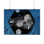 Abstract Blue Hexagon Poster — Horizontal Wall Art