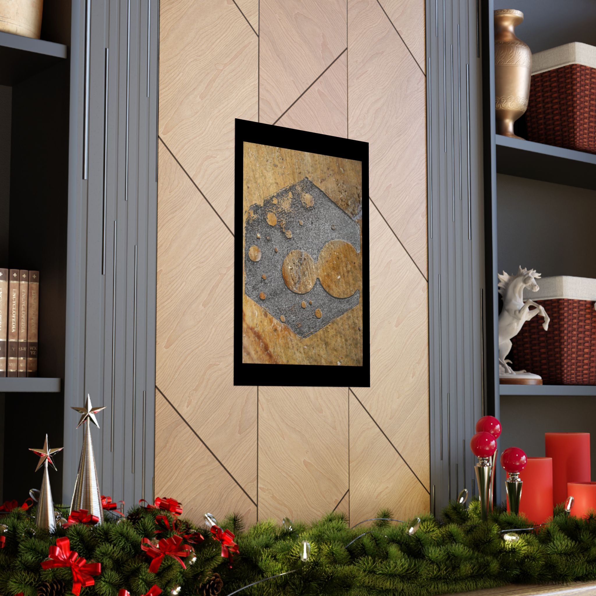 Rusty Hexagon Stencil Poster Matte Vertical Poster | Industrial Abstract Wall Art