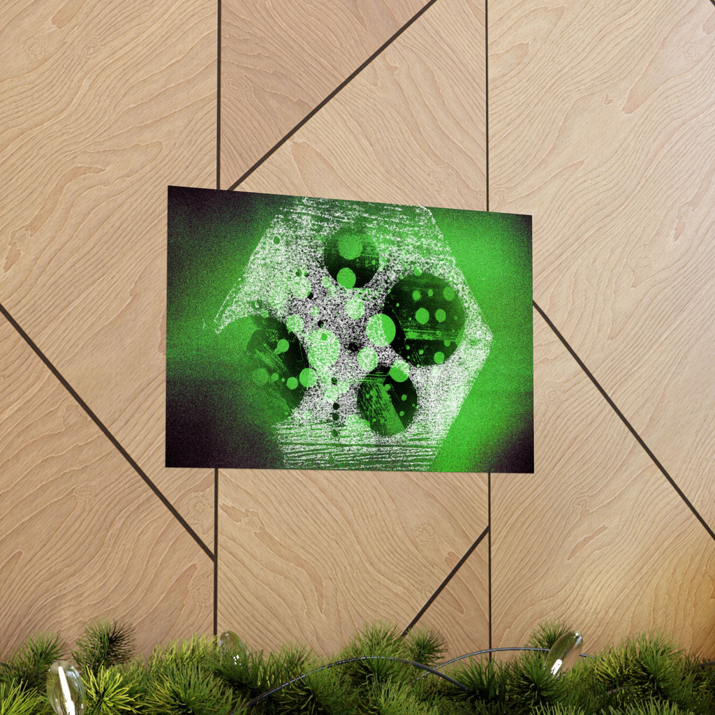 Abstract Green Hexagon Matte Horizontal Poster — Geometric Modern Wall Art