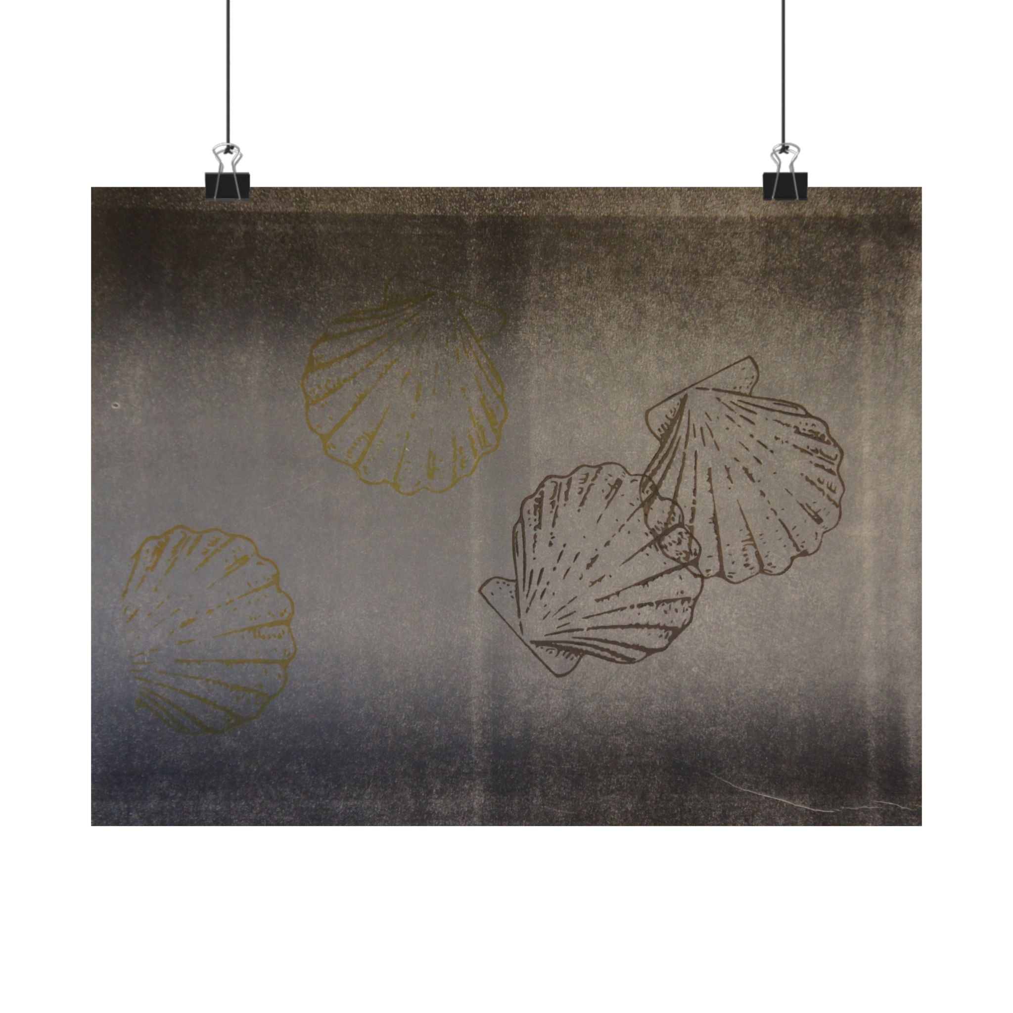 Poster met schelpenmotief op matte afwerking — Vintage kustdecoratie voor aan de muur 