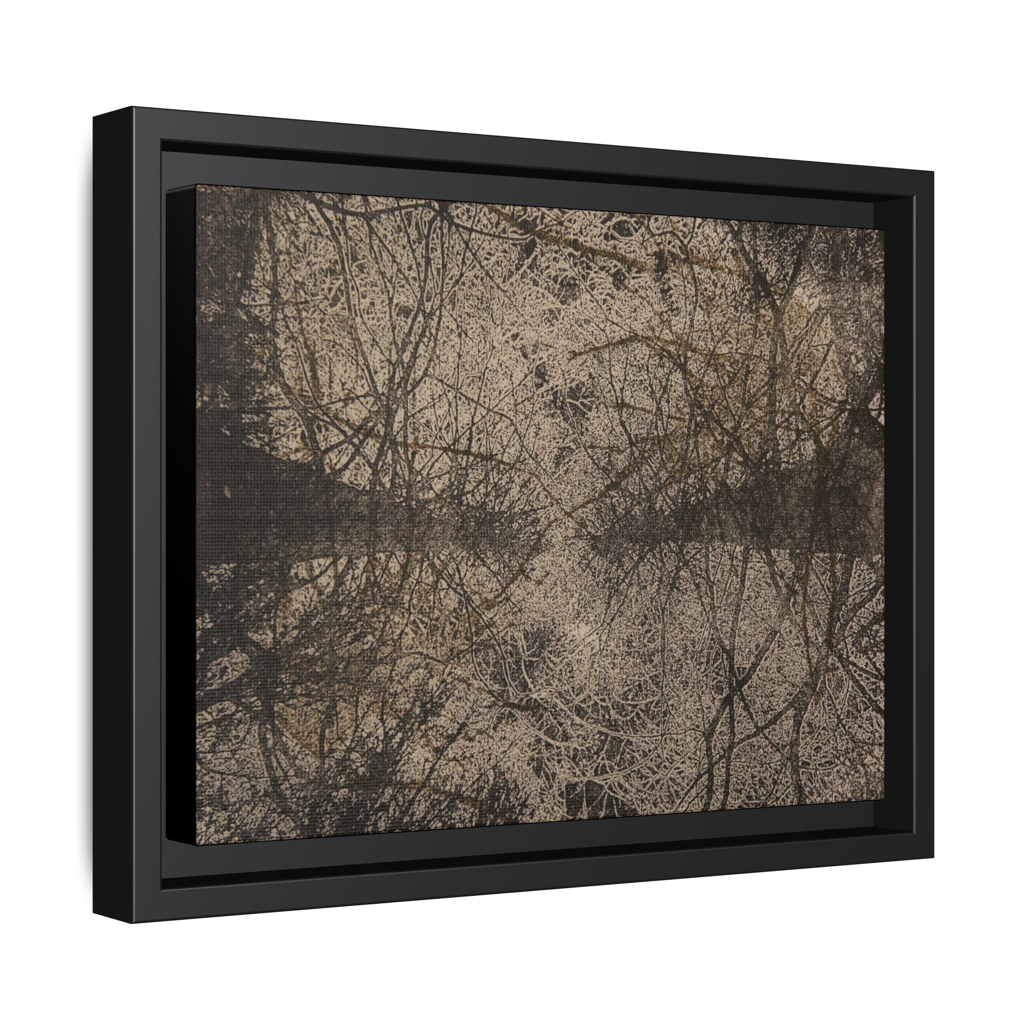 Framed Matte Canvas Art, no 12 — Twin Tree Wood-Carving Reproduction (Black & Sunbleached)