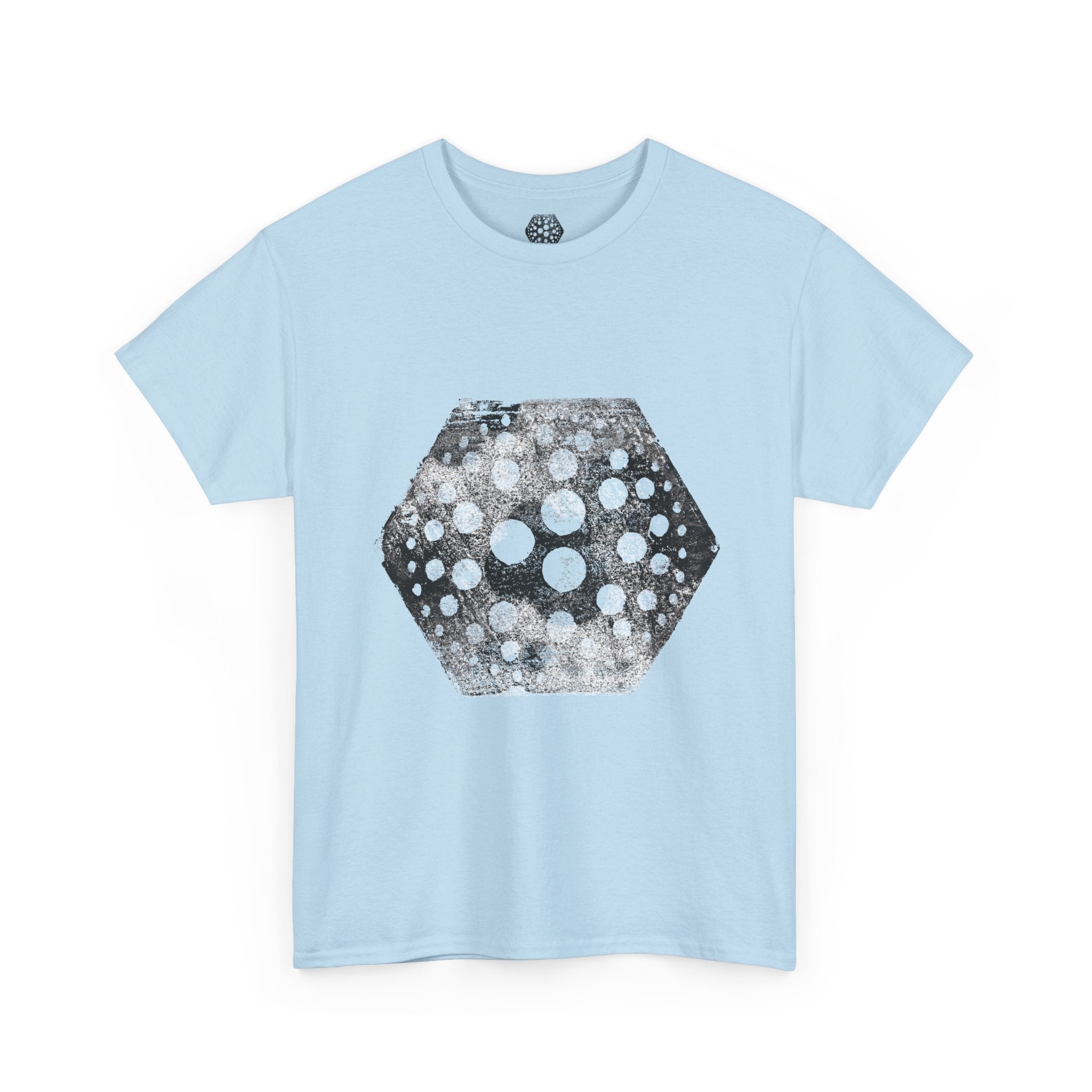 Hexagon Circles Graphic Tee — Digital Manual Print Art