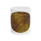 Keramische mok met herfstnerven — Organische herfsttakkenkunst