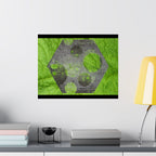 Abstract Green Hexagon Matte Poster — Modern Geometric Wall Art