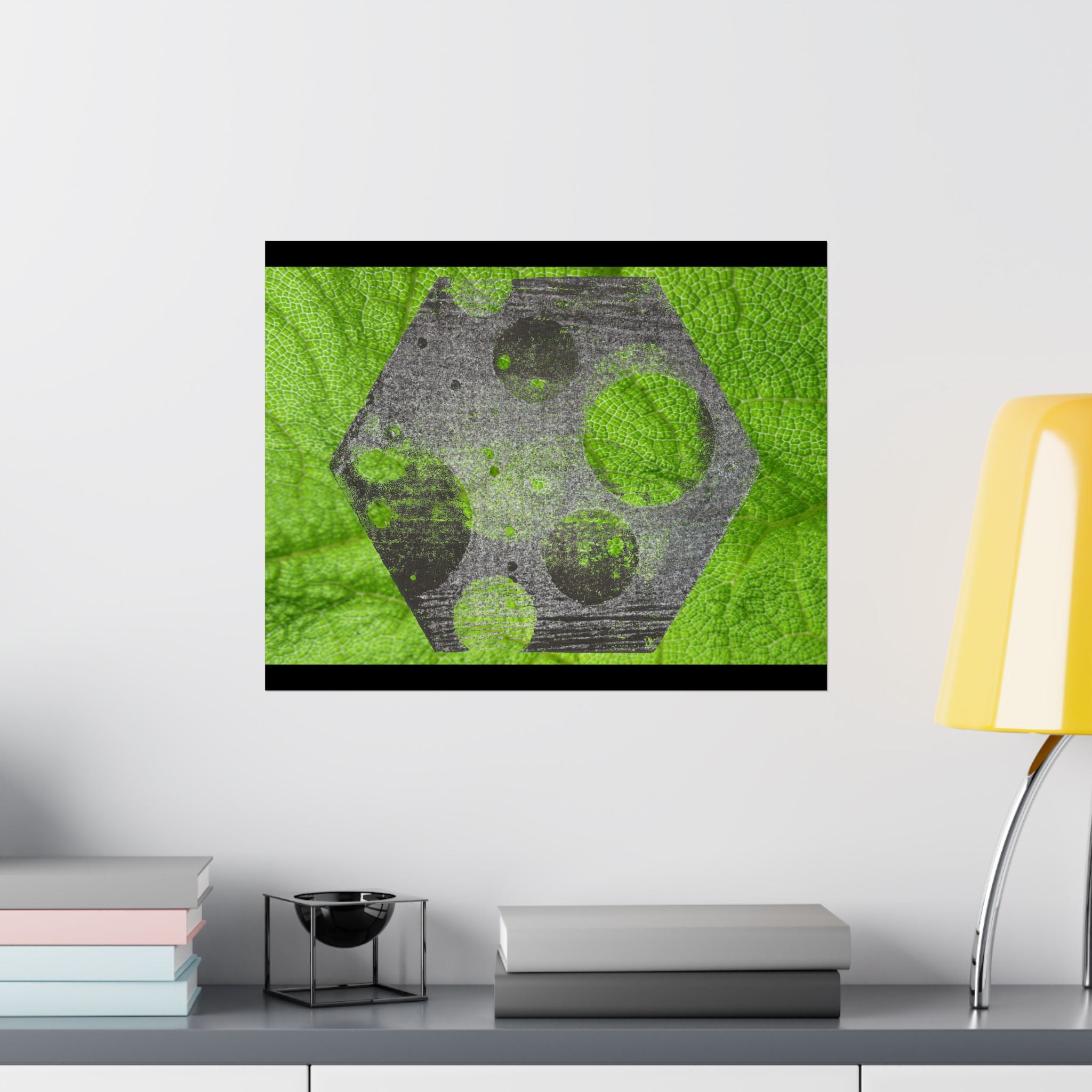 Abstract Green Hexagon Matte Poster — Modern Geometric Wall Art