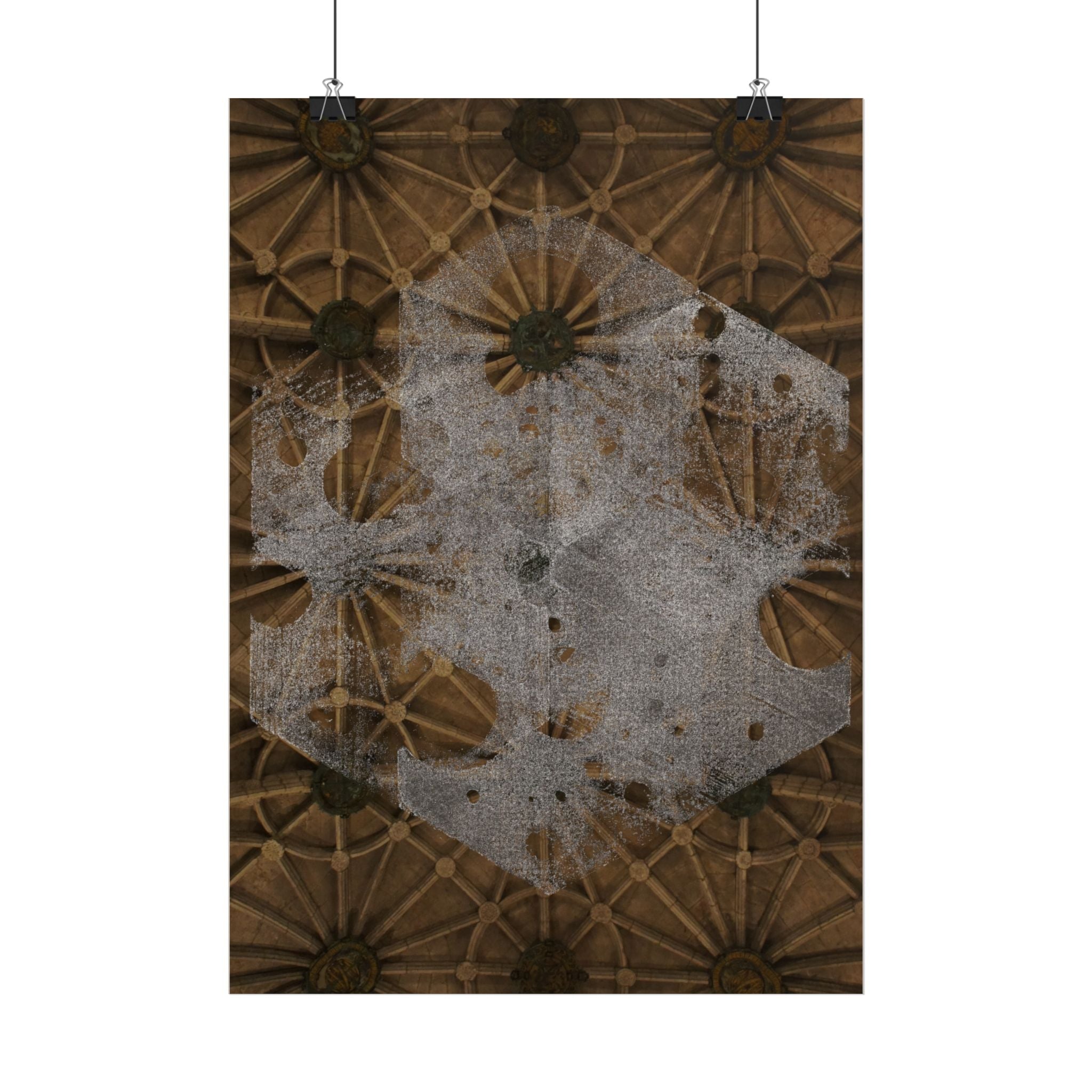 Vintage bloemen plafondposter — Verweerde gotische botanische muurdecoratie 