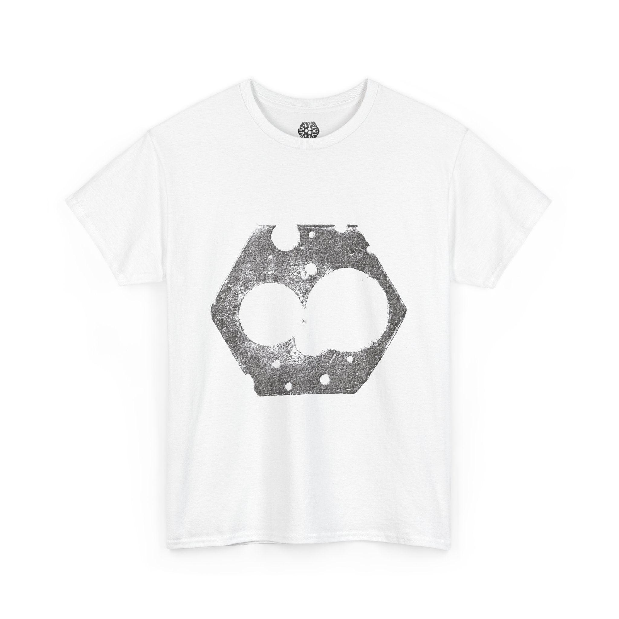 Hexagon Circles Graphic Tee — Digital Manual Print Art