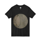 Minimalist Moon Phase V-Neck Tee — Neutral Geometric Eclipse Design