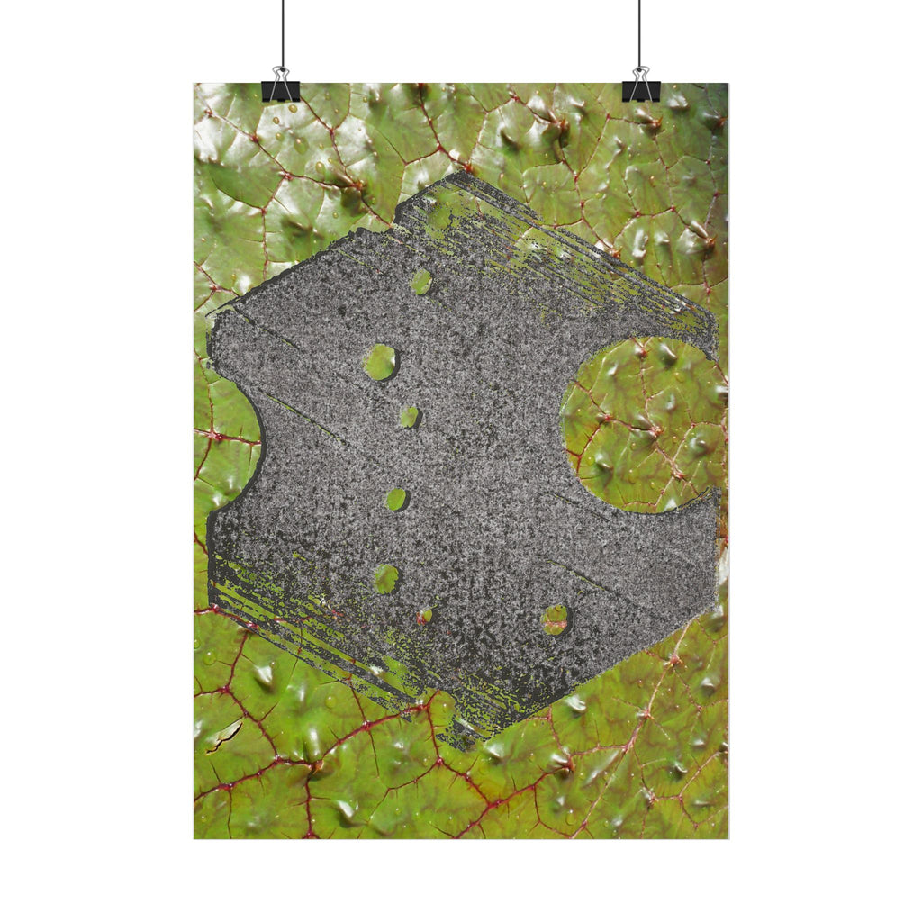 Abstract Geometric Hexagon Poster Vertical | Green Leaf Texture