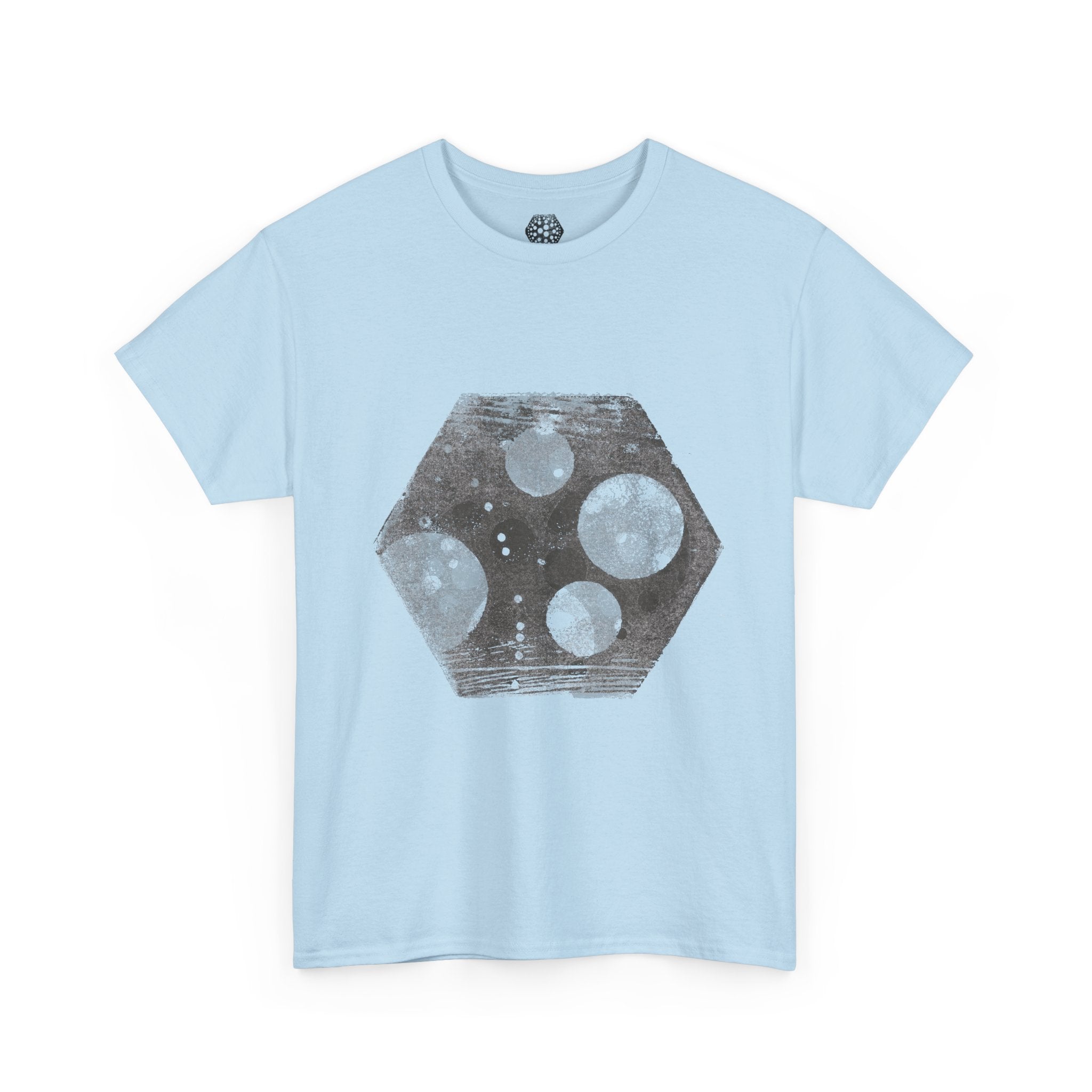 Hexagon Circles Graphic Tee — Digital Manual Print Art