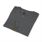 Botanical Grass V-Neck Tee — Minimal Dried Wildflower Illustration Shirt