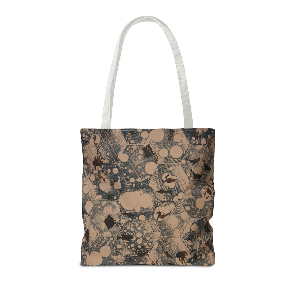 Abstract Marble Pattern Tote Bag — Neutral Honeycomb Bubble Design