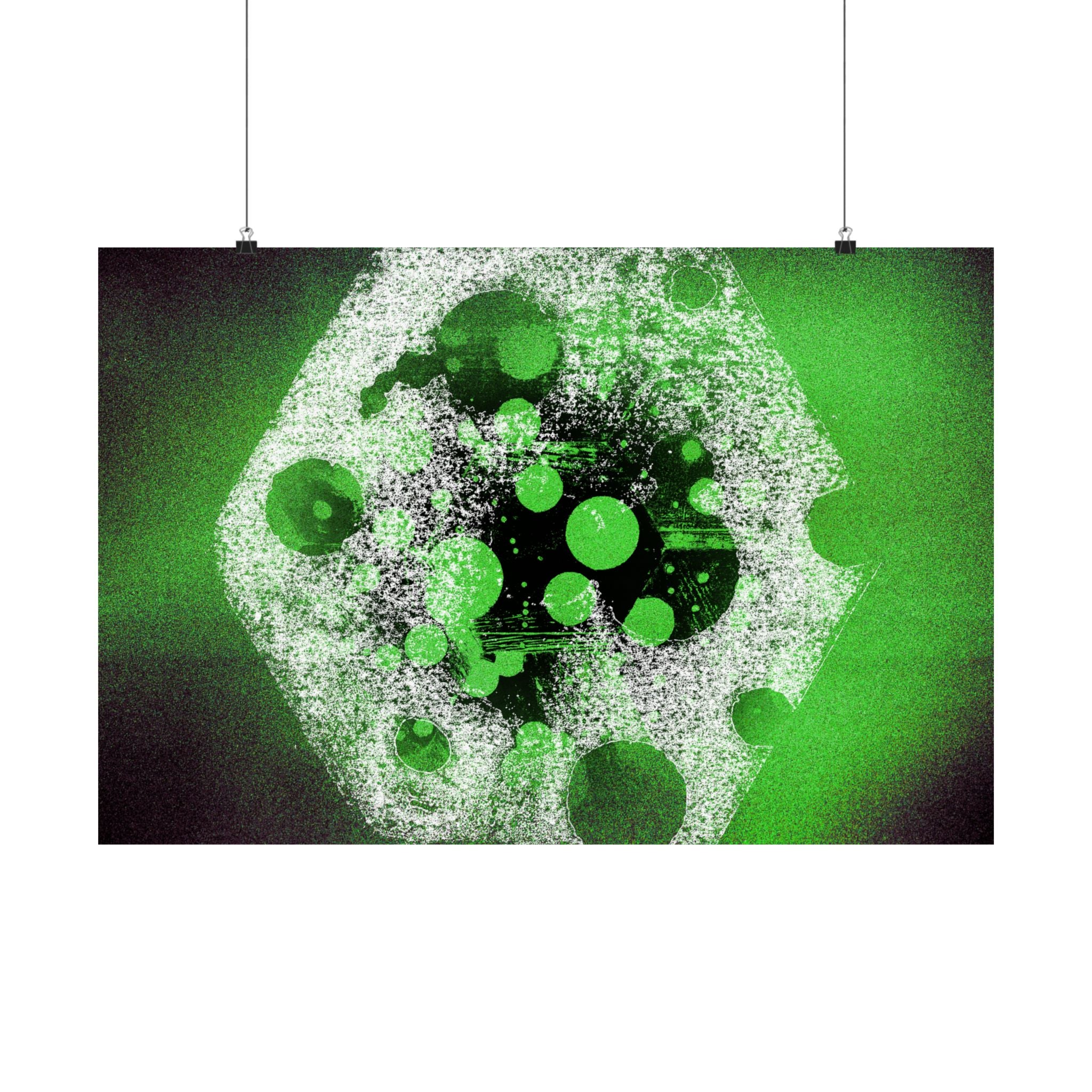 Abstract Green Bubble Matte Poster — Horizontal Modern Art Print