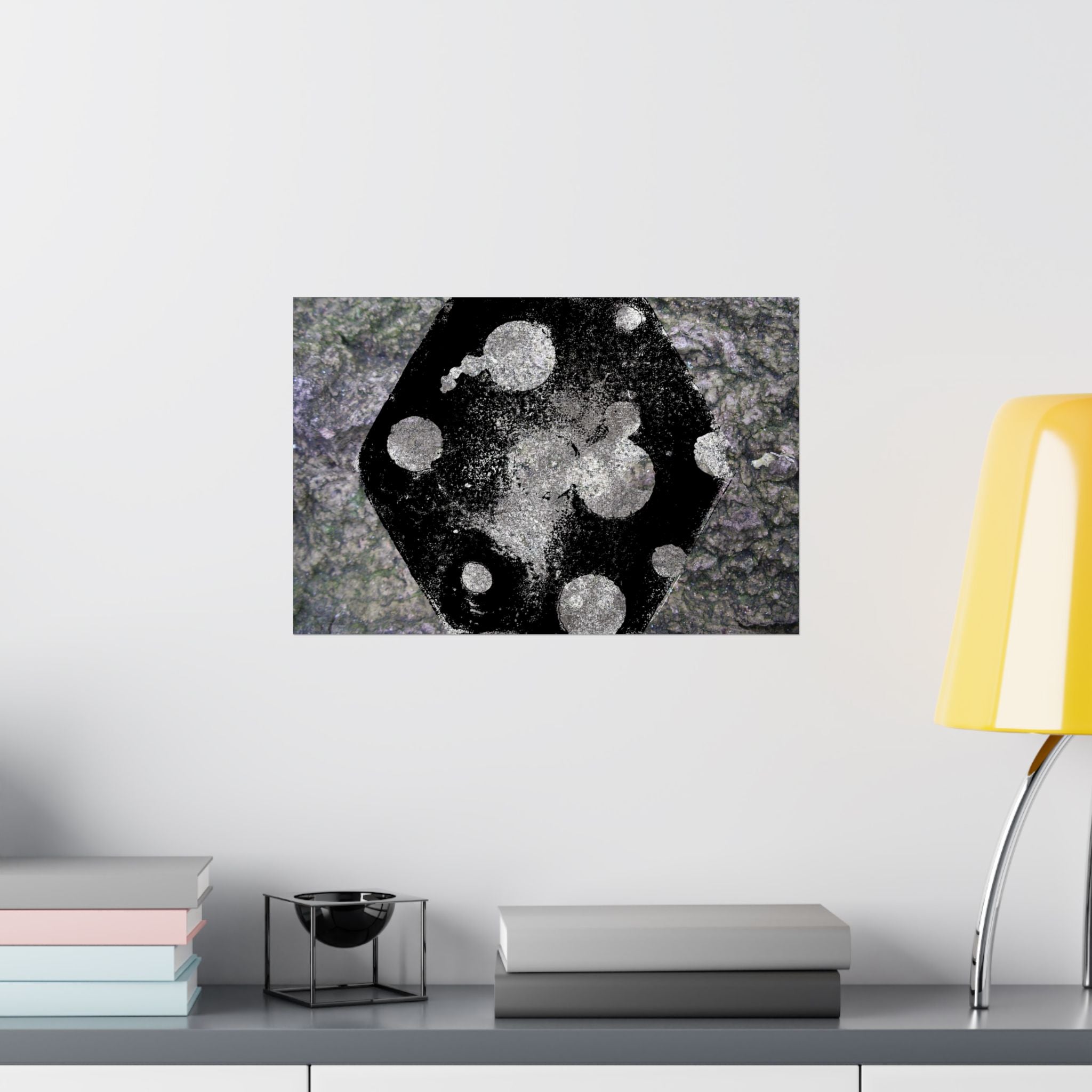 Abstract Galaxy Matte Poster — Black & Silver Cosmic Art (Horizontal)