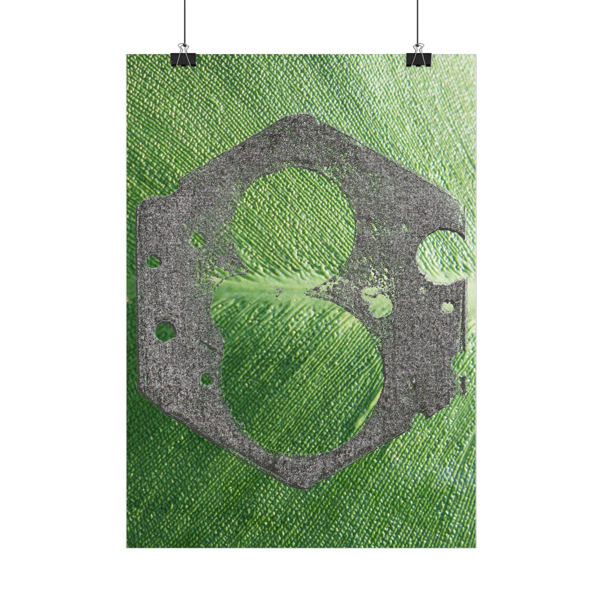 Industrial Gear Art Vertical Posters | Green Textured Abstract