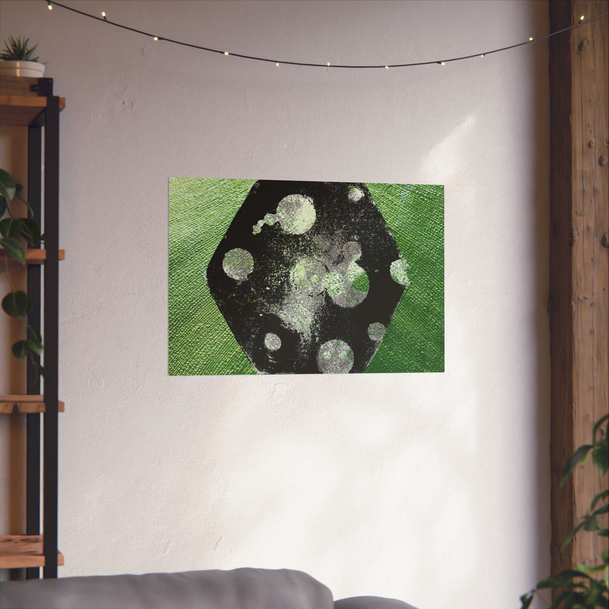 Abstract Green Dice Matte Poster — Geometric Art Print