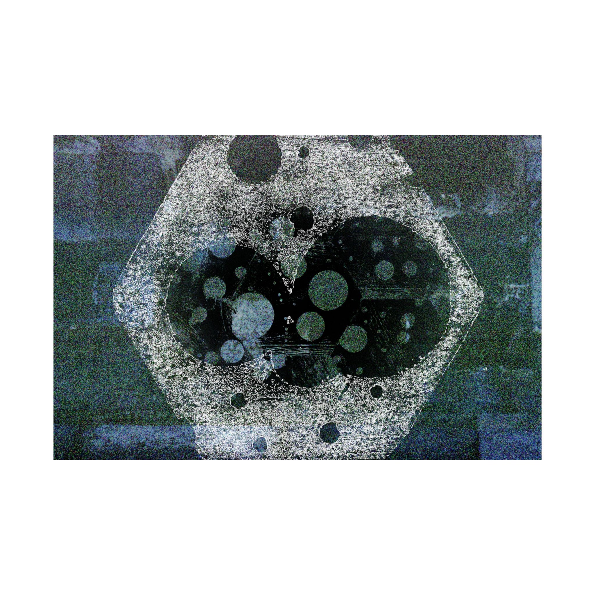 Abstract Hexagon Galaxy Matte Poster — Blue Green Modern Wall Art