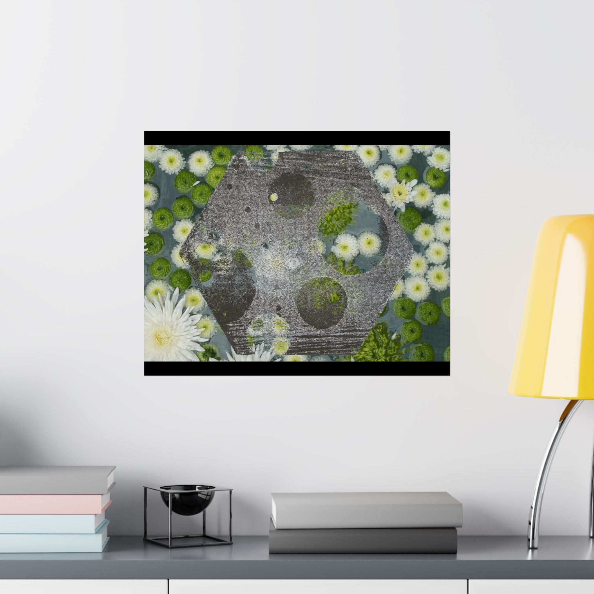 Daisy & Moss Floral Poster — Matte Horizontal Wall Art