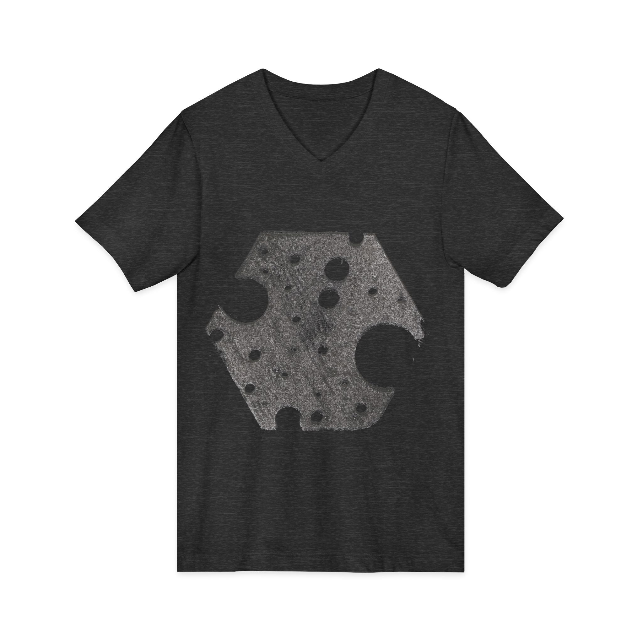 Hex Moon Graphic Tee Design Hex09 — T-shirt met V-hals en vintage astronomisch design, geïnspireerd op Space Cheese