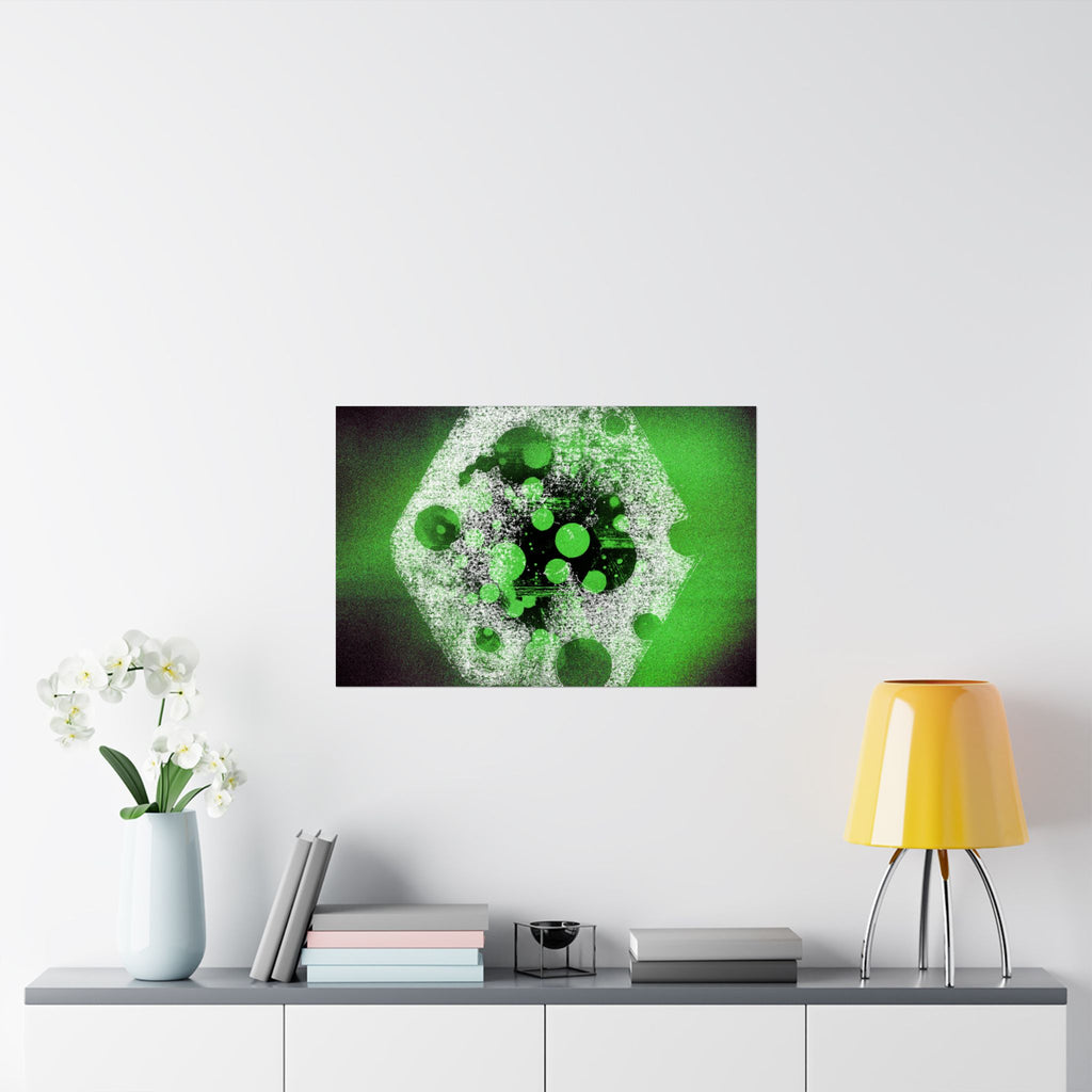 Abstract Green Bubble Matte Poster — Horizontal Modern Art Print