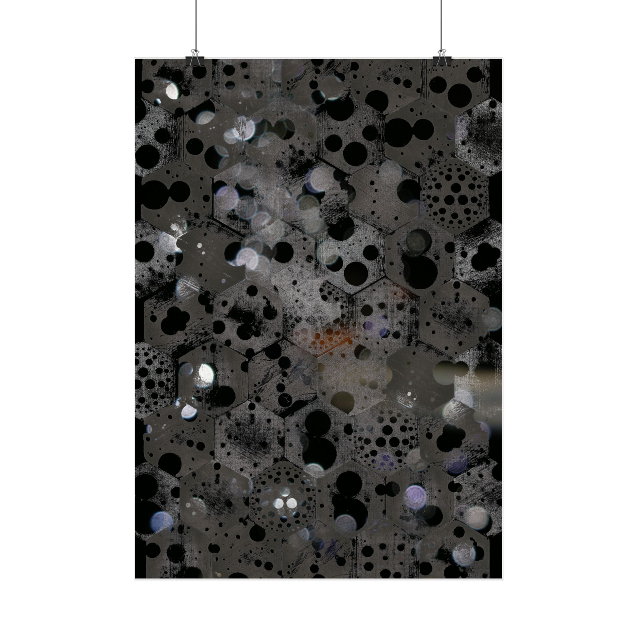 Abstracte poster met zwarte bubbels — Moderne geometrische muurdecoratie 