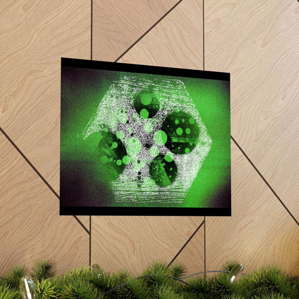 Abstract Green Hexagon Matte Horizontal Poster — Geometric Modern Wall Art
