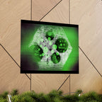 Abstract Green Hexagon Matte Horizontal Poster — Geometric Modern Wall Art